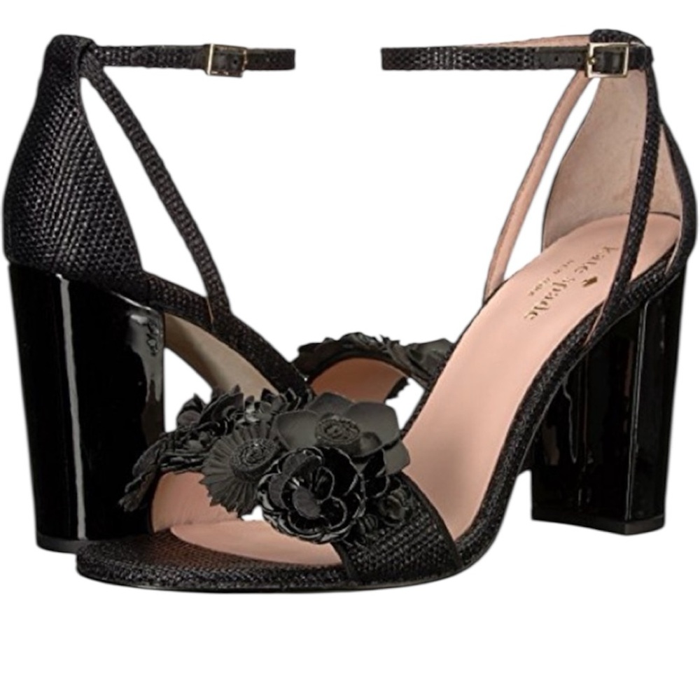 Kate Spade Obelia Floral Appliqué Block Heel sz. 9